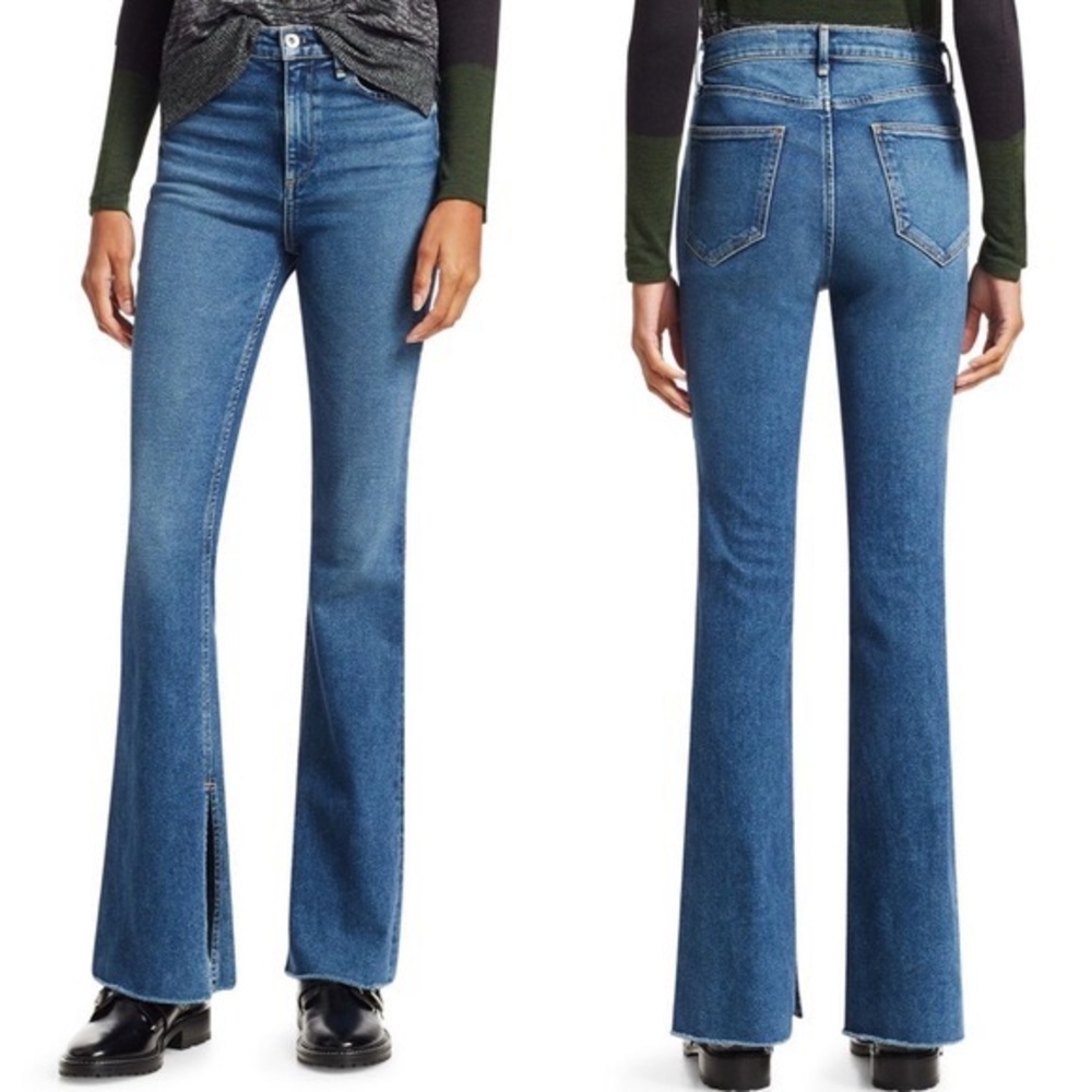 Rag & Bone High Waist Flared Split Hem Jeans - image 2